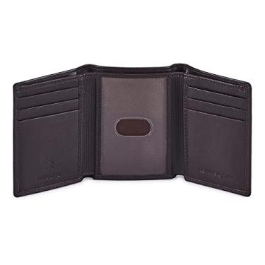 Imagem de Carteira masculina de couro com dobra tripla - Carteira de couro minimalista fina para viagem com bloqueio de RFID, Dark Chocolate Nappa, 4 x 3.25 x 0.75"