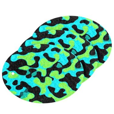 Imagem de Wassud Padrão abstrato (2) esponja de polpa de madeira para pratos, pacote com 3 esponjas de cozinha para limpeza, esfregão resistente para panelas antiaderentes, esponjas de lavar louça para pia