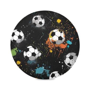 Imagem de Wassud Jogo americano bola de futebol tapetes redondos para cozinha e jantar tapetes laváveis resistentes ao calor decoração de mesa 39 cm