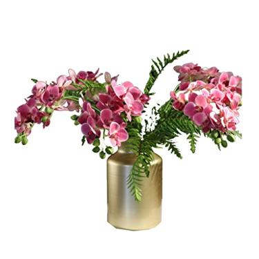 Imagem de Flores artificiais para decoração, 5 peças, borboleta, orquídeas, arranjo de flores, Phalaenopsis, flor artificial com vaso para mesa, sala de estar, flores artificiais Pl