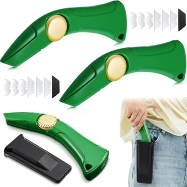 Imagem de WILLBOND Pacote com 2 facas de telhado fixas resistentes com gancho e lâmina, facas para carpetes Navajas para telhados e ferramentas de drywall com clipe de cinto utilitário cortador de azulejo de