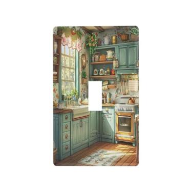 Imagem de Wassud Placa decorativa para interruptor de luz de cozinha com desenho animado para tomadas elétricas, interruptor único, 11 x 7 cm