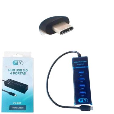 Imagem de Adaptador Hub Usb Otg Type-C Tipo C 4 Portas 3.0+2.0