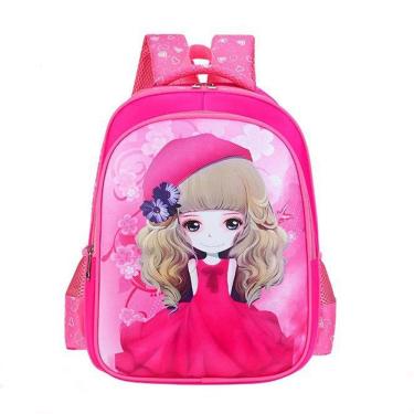 Imagem de Mochila escolar Anime Cute Girls Kids Nylon 28x16x38cm