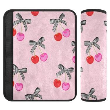 Imagem de Burbuja Capa para cinto de segurança de carro Cherry with Bows, macio, confortável, protetor de cinto de segurança para alça de ombro de assento, 1 par médio
