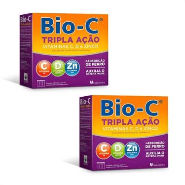 Imagem de Kit com 2 Vitamina C D Zinco Bio-C Tripla Ação 30 Comp Eferv - Uniao Q