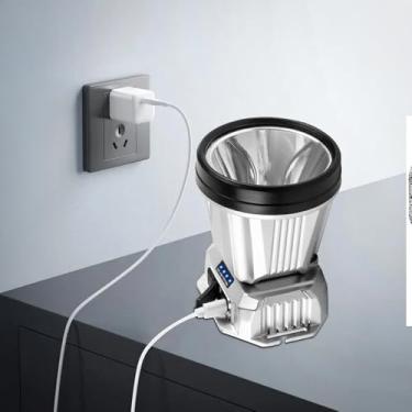 Imagem de Lanterna de Cabeça LED Recarregável, USB, Plástico Resistente, 10cm x 8cm, Ajustável, Resistente à Água