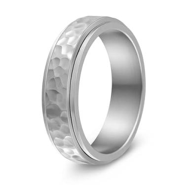 Imagem de Udolfly Anéis de ansiedade para homens e mulheres, anéis de alívio de estresse para adultos, anéis de aço de titânio, 12, Metal, Sem pedra preciosa