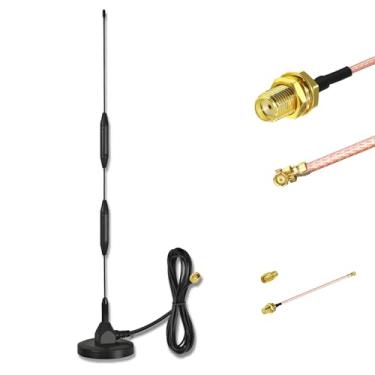 Imagem de Antena LoRa Meshtastic 915MHz para gateway hotspot de hélio externo com cabo 3M (SMA macho), base magnética de alto ganho de 4,8 dBi, inclui cabo macho RG58 SMA e pigtail IPEX