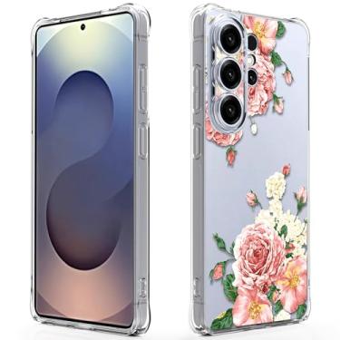 Imagem de Capa para Samsung Galaxy S26 Ultra: Capa de telefone de borracha TPU flexível floral floral para Samsung Galaxy S26 Ultra(flor rosa grande)