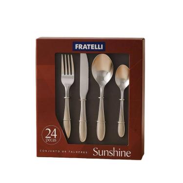 Imagem de Conjunto de Talheres Sunshine Fratelli Aço Inox Prime 24 Peças Mesa e Chá