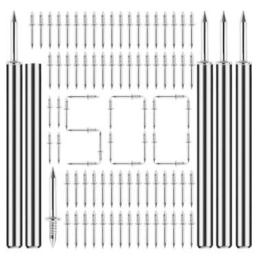 Imagem de 500 peças de fio de rodapé de cabeça dupla sem costura, pregos de cabeça dupla, linha de rodapé sem marcas, parafusos invisíveis, com ferramenta de manga específica para instalação sem costura