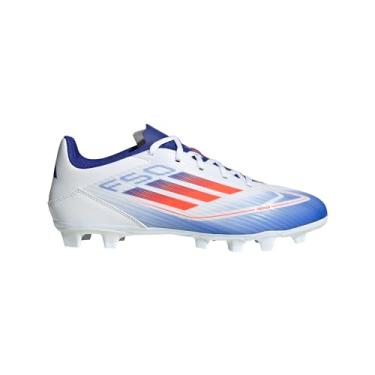 Imagem de adidas Tênis masculino F50 Club Bota de futebol flexível, Branco/vermelho solar/azul lúcido, 43