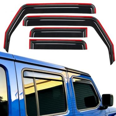 Imagem de Protetores de chuva para janela no canal compatíveis com Jeep Wrangler JL/Jeep Gladiator 2018 2019 2020 2021 2022 2023 2024 2025, defletor de ventilação de 4 portas extra durável, acessórios externos