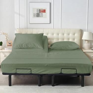 Imagem de Linens Limited Jogo de cama king size California com divisão superior para cama ajustável de cabeça dividida, 99 cm dividido na parte superior, 4 peças, conjunto de lençóis 100% algodão egípcio 800