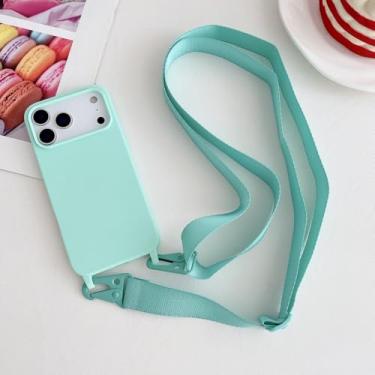 Imagem de Capa de silicone fosca com alça e colar transversal para iPhone 17 16 15 14 Pro Max 11 12 13 XR X XS 8 Plus SE