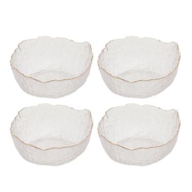 Imagem de Jogo 4 Bowl De Cristal De Chumbo Martelado Com Borda Dourada Taj 19x10cm Wolff