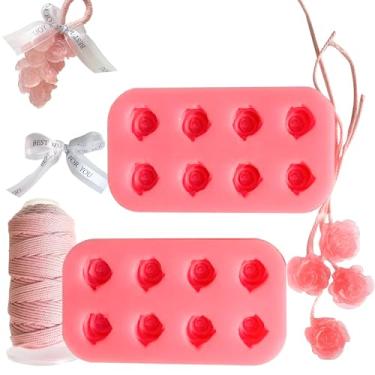 Imagem de Moldes de sabão de uva em forma de rosa de silicone faça você mesmo – Kit requintado para fazer sabonetes para Jabones Artesanales, faça seus próprios sabonetes para presente (sem sabonetes)