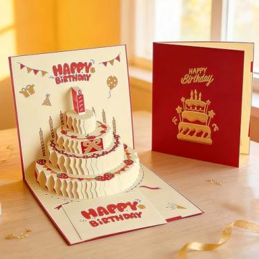 Imagem de Cartões de aniversário, 3D Happy Birthday Pop Up Card Gift for Her Him Mom Grandma Wife Husband