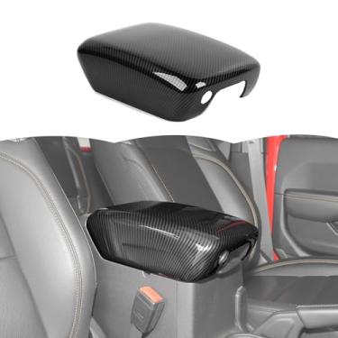 Imagem de RT-TCZ Capa de console central caixa de acabamento de braço acessórios interiores para Jeep Wrangler JL JLU & Gladiator JT 2018-2025 (fibra de carbono preta)