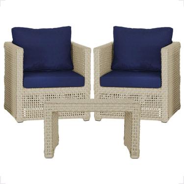 Imagem de Mesa E 2 Poltronas Madri Corda Náutica Estofado 10 Trama Rami