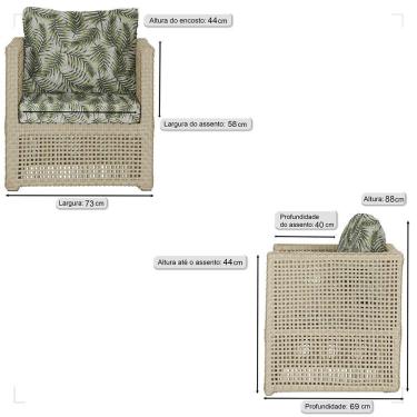 Imagem de 4 Poltronas Madri Alumínio Corda Náutica Estofado 5 Trama Rami