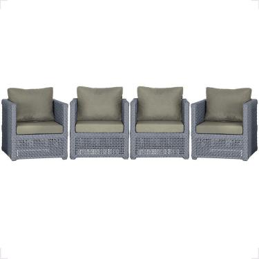 Imagem de 4 Poltronas Madri Alumínio Corda Náutica Estofado 8 Trama Prata