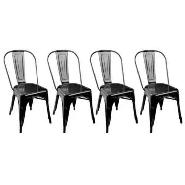 Imagem de Kit 4 Cadeiras Design Tolix Metal Pelegrin Pel-1518 Cor Preta