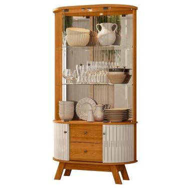 Imagem de Cristaleira De Vidro Com Led Eva 90cm Z10 Off-cinamomo - Mpozenato