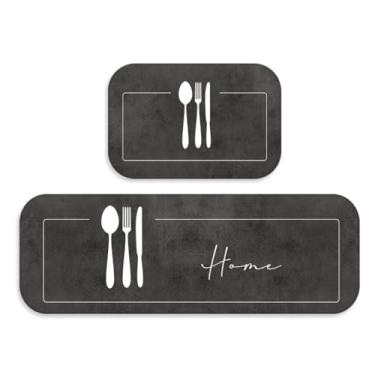 Imagem de Tapetes Cozinha Jogo 2 peças Modernos - Trilho + Passadeira - Antiderrapantes e Confortáveis(TPCOZ5143)