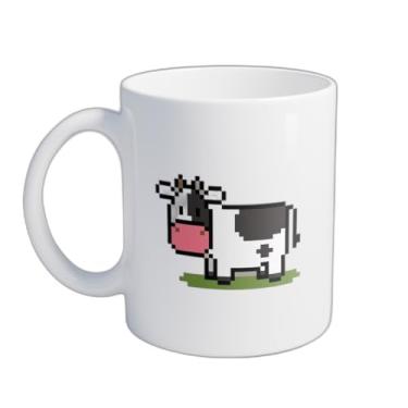 Imagem de Caneca Xícara de Café Porcelana 300ml Desenho Vaca Arte de Pixel