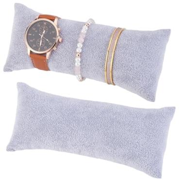Imagem de Beebeecraft 2 peças de almofadas longas de veludo para relógio de 19 cm, pulseira cinza, almofadas, expositores, organizador de joias, caixa de vendas, casa