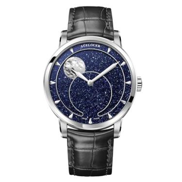 Imagem de AGELOCER Relógios mecânicos automáticos de luxo, relógio masculino original com relógio 3D da fase da lua, 6406A1, Mecânico