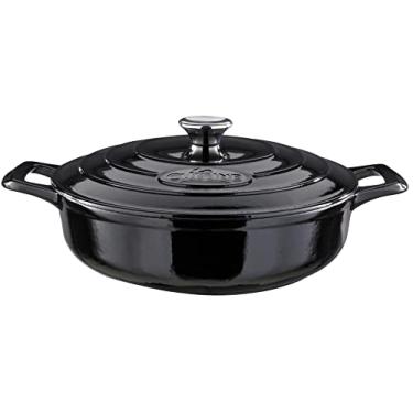 Imagem de La Cuisine Caçarola de ferro fundido esmaltado 3140 MB - Caçarola para saltear, 3,75 litros (QT) 28 cm de diâmetro revestimento preto fosco esmaltado revestimento exterior brilhante de porcelana esmaltada