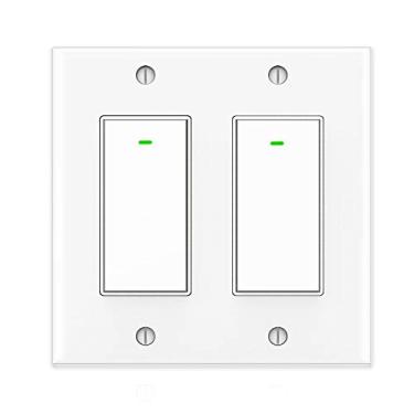 Imagem de Smart Light Switch, 15A Smart Wifi Light Switch with Remote Control and Timer, Compatible with Alexa, Google home and IFTTT, No Hub required, Easy and Safe installation, ETL and FCC listed(2gang)