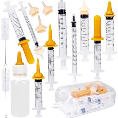 Imagem de Kit de 23 peças para amamentação de animais de estimação conjunto de seringas de mamadeira de 50 ml com bicos de amamentação, copo medidor e escova de limpeza, sem BPA, suprimentos de amamentação para