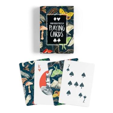 Imagem de 1Canoe2 Hand Illustrated Playing Card Deck, Painted Moons Celestial Design, Moon Phase Theme for Stargazers, Poker Nights, Astrology Gifts, Solitaire (Midnight Flora and Fauna)
