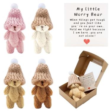 Imagem de KCMOSGI 4 PCS Handmade Mini Plush Teddy Bear in Box, Little Bear in A Box, My Little Worry Bears