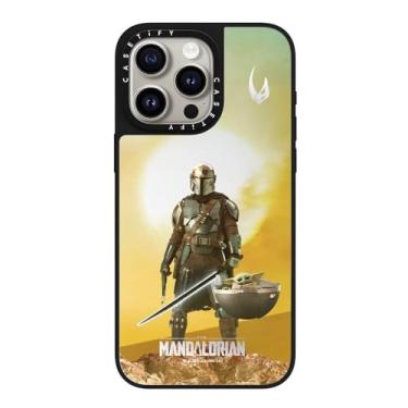 Imagem de CASETiFY Capa espelhada para iPhone 15 Pro Max [Mandalorian Co-Lab / Proteção contra quedas de 1,5 metros/Compatível com Magsafe] - A Clan of Two - Prata em Preto