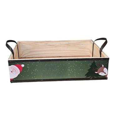Imagem de Cesta Bandeja Natalina Decorada Natal Caixa Personalizada(M - 32x22,Verde - Feliz Natal)
