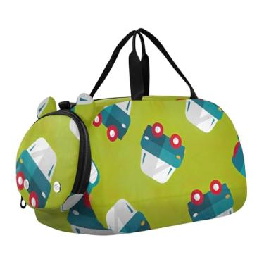 Imagem de Bolsa esportiva para meninos, borboletas douradas, dente-de-leão, preta, para uso noturno, para meninas, bolsas de viagem, esportes infantis, Carro de desenho fofo verde, Clássico
