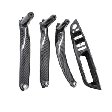 Imagem de Lhd rhd 4 peças conjunto kit de maçaneta de porta interior peças de reposição compatíveis para bmw x5 x6 e70 e71 2007-2013(RHD Set Carbon Fiber)
