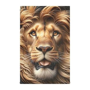 Imagem de Toalhas de mão de chá fofas com estampa animal de leão conjunto de toalhas de prato de cozinha decorativas panos finos de secagem rápida 45 x 71 cm, 1 pacote