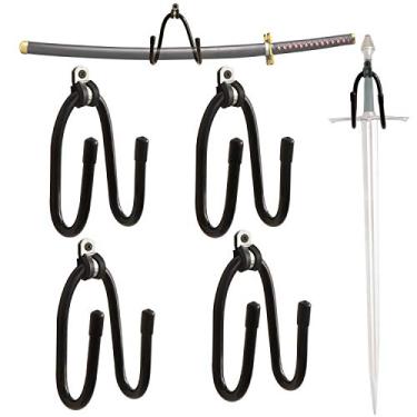 Imagem de Kesywale Suporte ajustável de parede para espada, suporte de gancho para espadas, adaga, machado, lâmina de chave e mais – exibição vertical ou horizontal, pacote com 4 (4)
