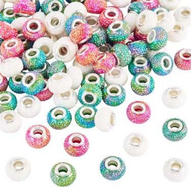 Imagem de 100 peças de contas europeias de resina de furo grande para berloques pulseira colar brincos fabricação de joias contas Rondelle para canetas de contas chaveiro DIY artesanato suprimentos caneta