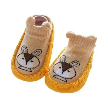 Imagem de Meias Pantufas Unissex Para Bebês Com Solas De Borracha Antiderrapante