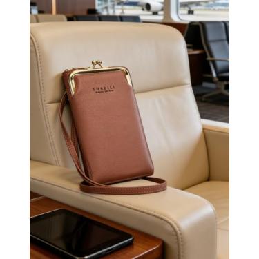 Imagem de Bolsa tiracolo feminina de couro malva, carteira com zíper multicamadas e bolsa de pulso