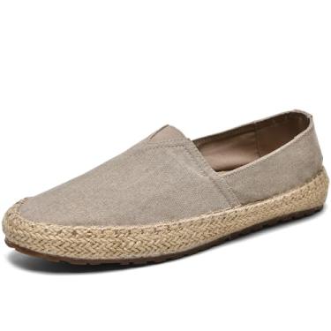 Imagem de CASMAG Sapatos masculinos modernos de tecido casuais de lona, mocassins, alpargata, lazer, caminhada, mocassim, Cáqui, 45 BR