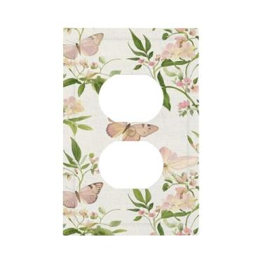 Imagem de Nadoabtm Capas de tomada vintage floral borboleta 1 gangue duplex capa de tomada elétrica decorativa para interruptor de luz para decoração de cabine de quarto