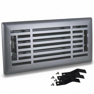 Imagem de Sierra Grates Registro de piso de aço de design linear de 10 cm x 30 cm com acabamento cinza granito com clipes de montagem - para piso ou parede lateral - Capas decorativas de ventilação - Registro